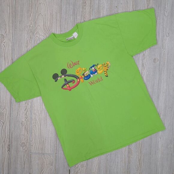 Authentic Vintage Disney 1990s Walt Disney World Lime Green T-shirt - Picture 1 of 7
